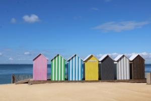 Cabines de plage sur l'île d'oléron